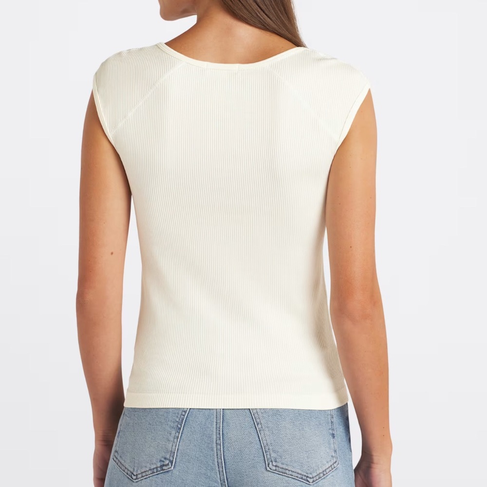 nine britton White Ribbed Women's Top SizeLarge New With Tags - Picture 2 of 9